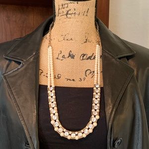 J. Crew Pearl & Crystal Stone Necklace 29 inches